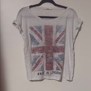 White Tee with Union Jack Print